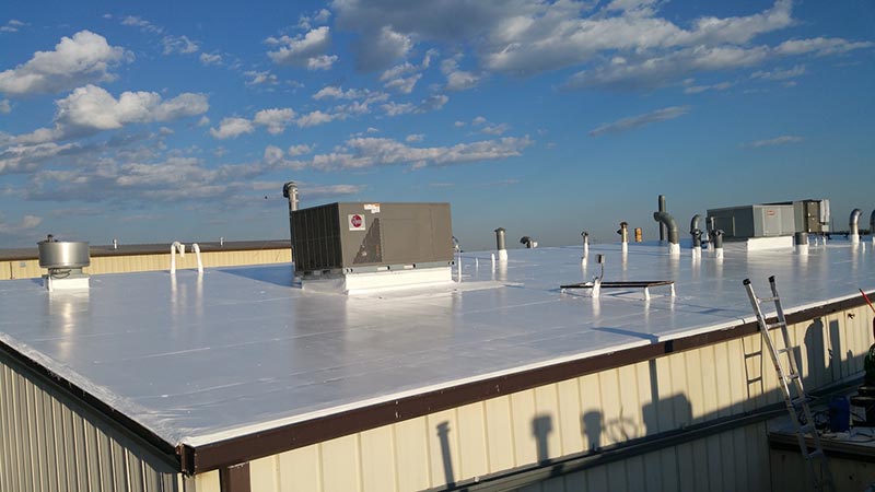commercial pvc roof with new rc2000 Inland Coatings coating