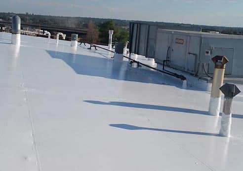 the flat roof of a commercial building