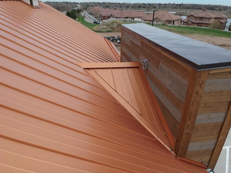 a close-up aerial view of Ziggi's Coffee's new metal roof