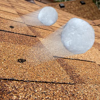 hail stones bouncing off of roof