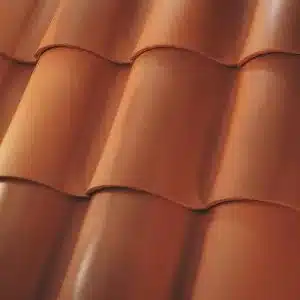 close-up of clay roofing tiles