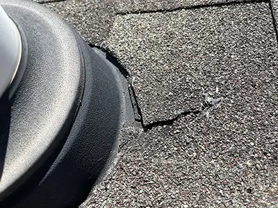 damaged asphalt shingle in fort collins needs repair