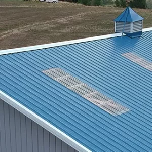 a new ribbed sheet metal roof on a new barn in Fort Collins