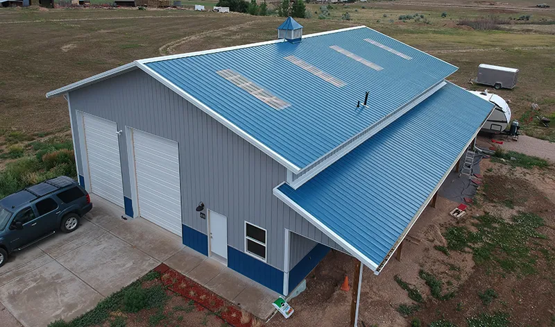 new ribbed sheet metal roof on a new barn in fort collins colorado