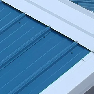 close-up of ribbed sheet metal roof