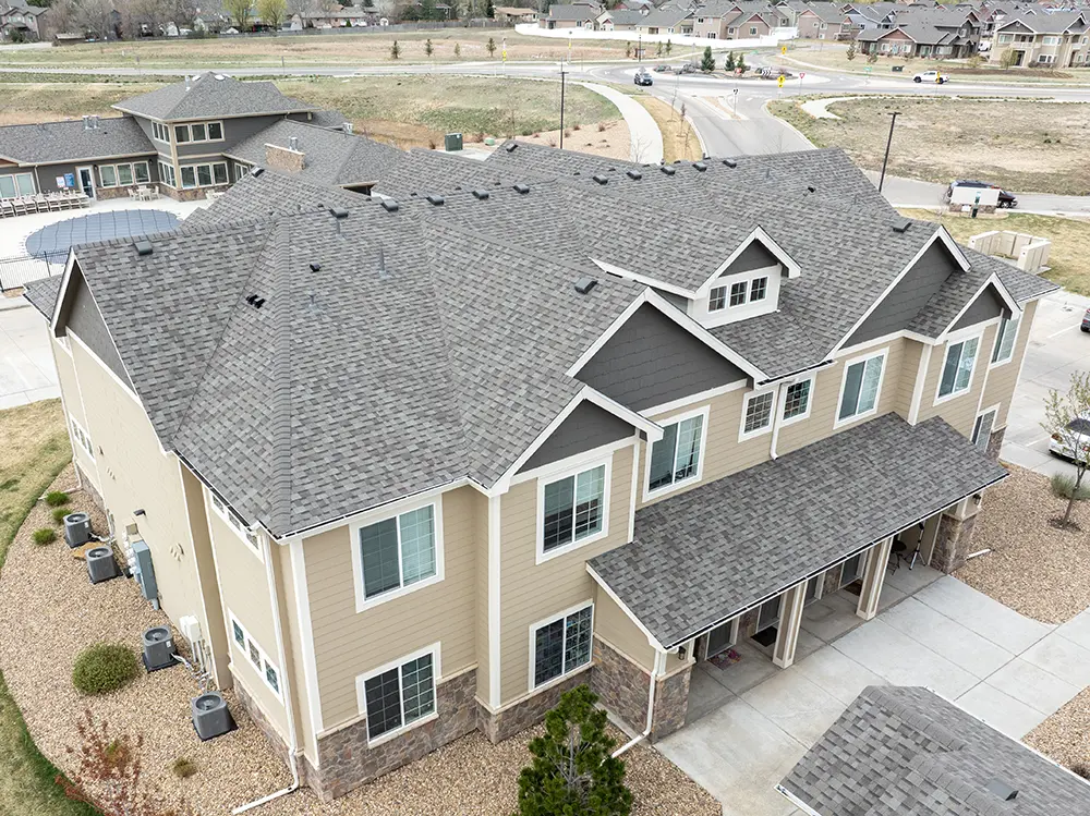 new shingle roof on multi-family complex in Berthoud, Colorado