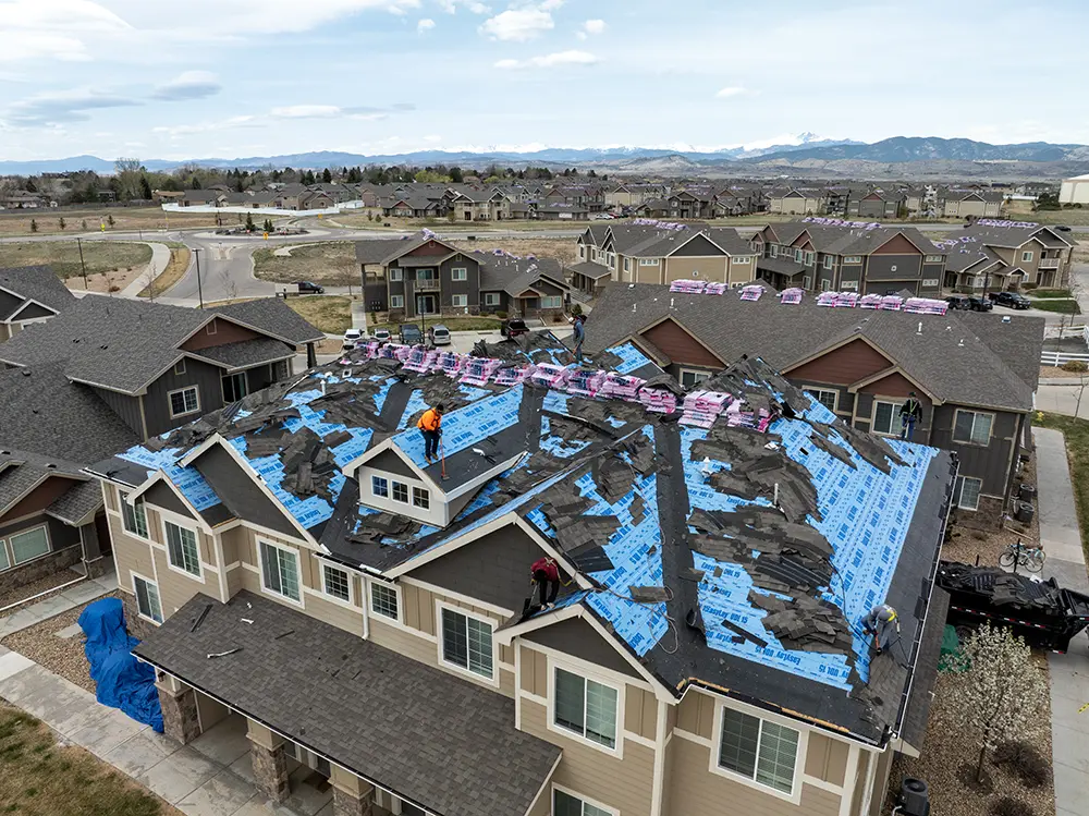reroofing multi-family complex in Berthoud, Colorado