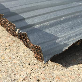view of the underside of a steel roofing shake
