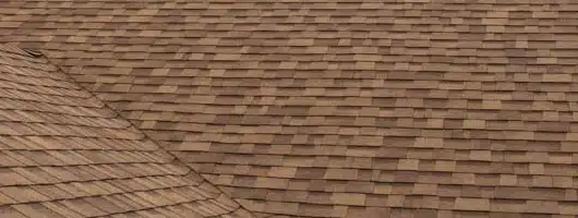 aerial view of new asphalt shingle roof